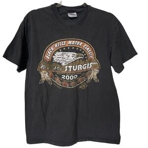 2000 Sturgis Motorcycle Rally Graphic T Shirt Y2K Biker Hanes Beefy‎ Black M